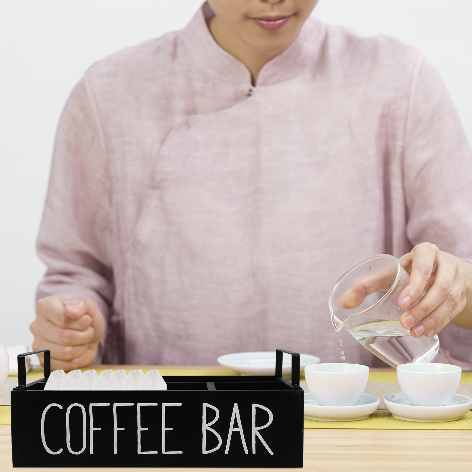 Coffee Tea Sugar - Organizzatore in legno per bustine di