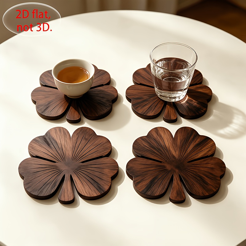 Coffee Tea And Sugar Set - Set di 4 Sottobicchieri in Legno